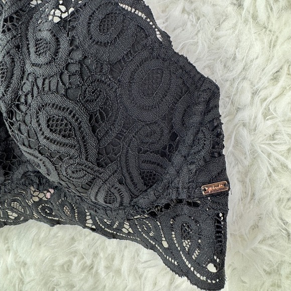 PINK Victoria's Secret Womens Black Lace High Neck Push Up Bralette Bra Size M - Picture 7 of 10